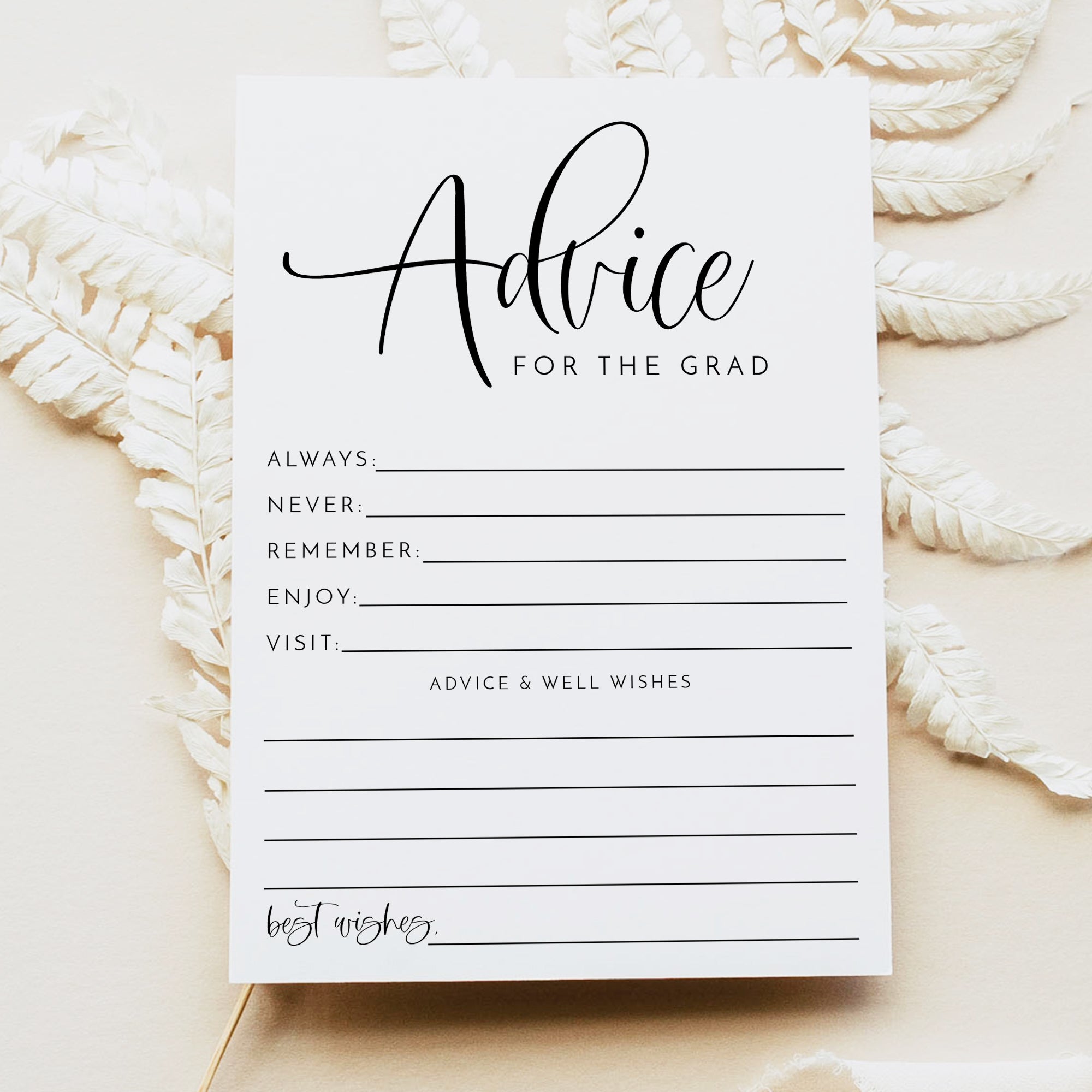 JOLIE Graduation Advice Card Activity Printed & Shipped or Instant Download