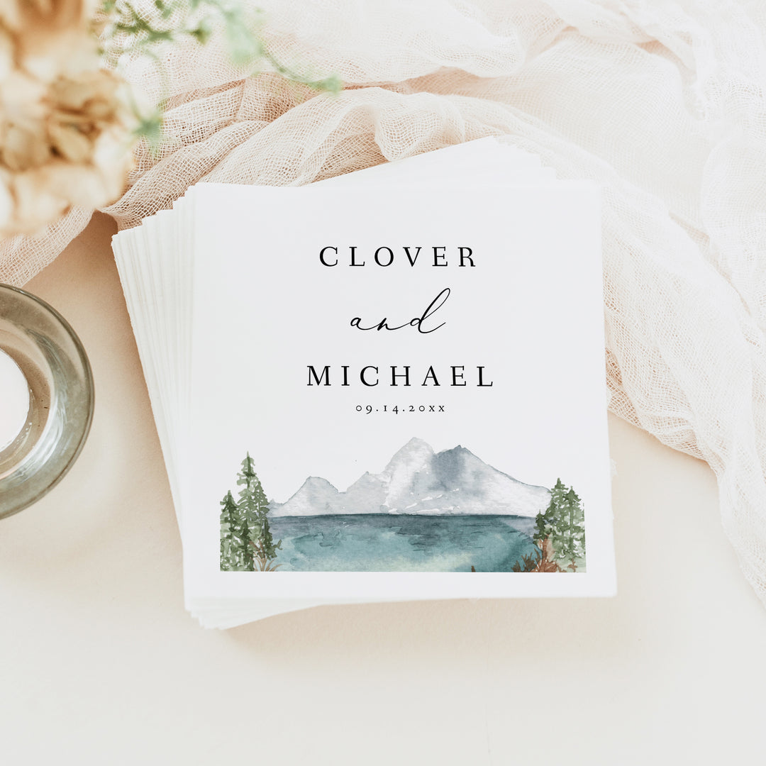 CLOVER Personalized Rustic Forest Wedding Napkins