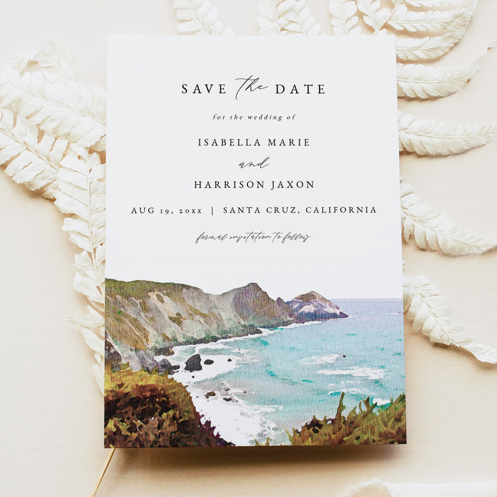 BIG SUR California Beach Wedding Save the Date Cards with Photo