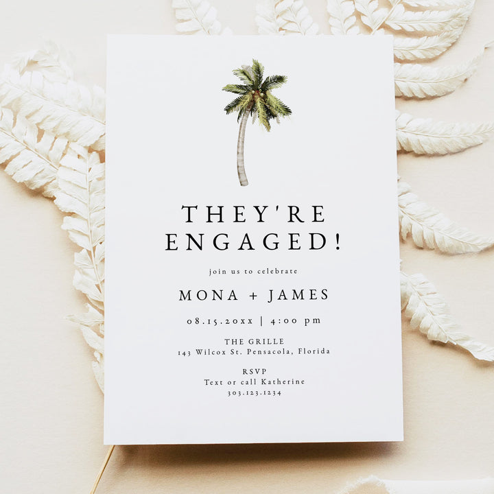 MONA They're Engaged Tropical Beach Engagement Party Invitations