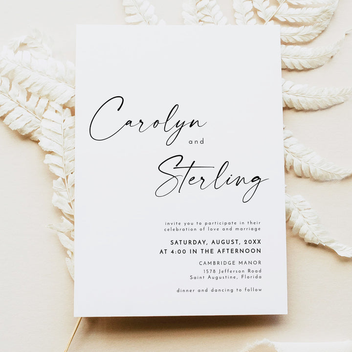KENNEDY Elegant Calligraphy Wedding Invitation with Photo