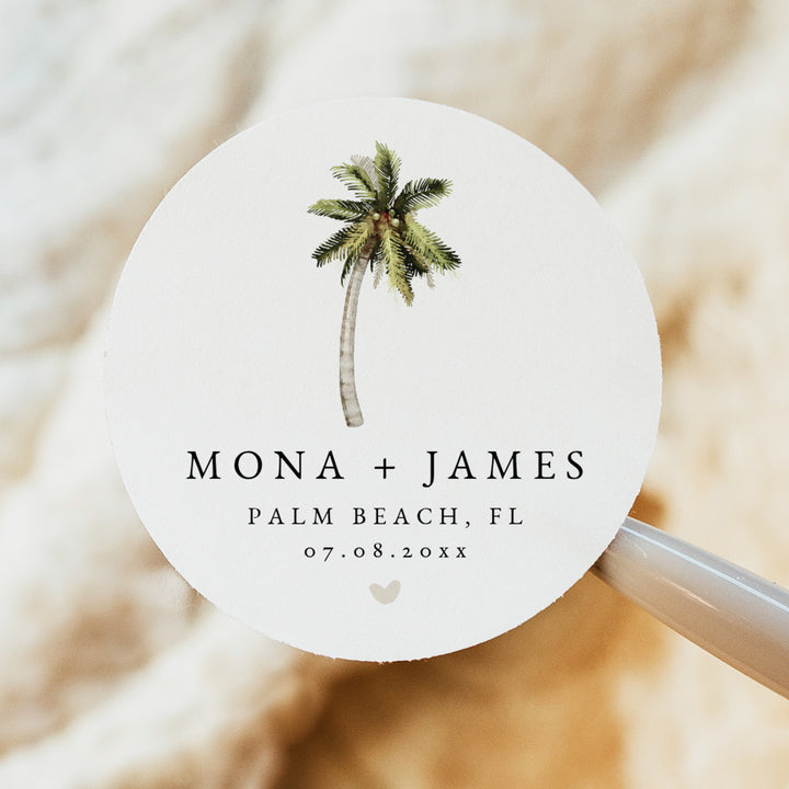MONA Tropical Destination Wedding Favor Stickers