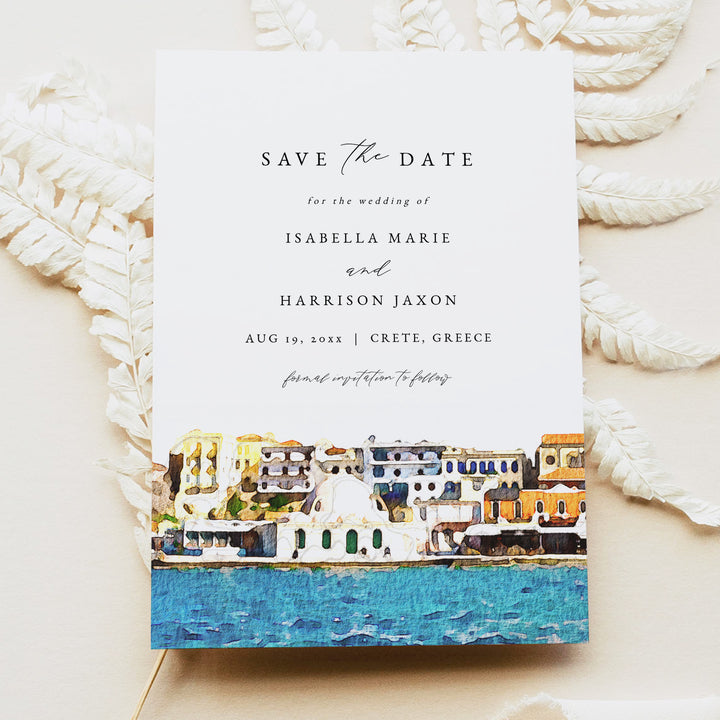 CRETE Greece Wedding Photo Save the Date Invitations
