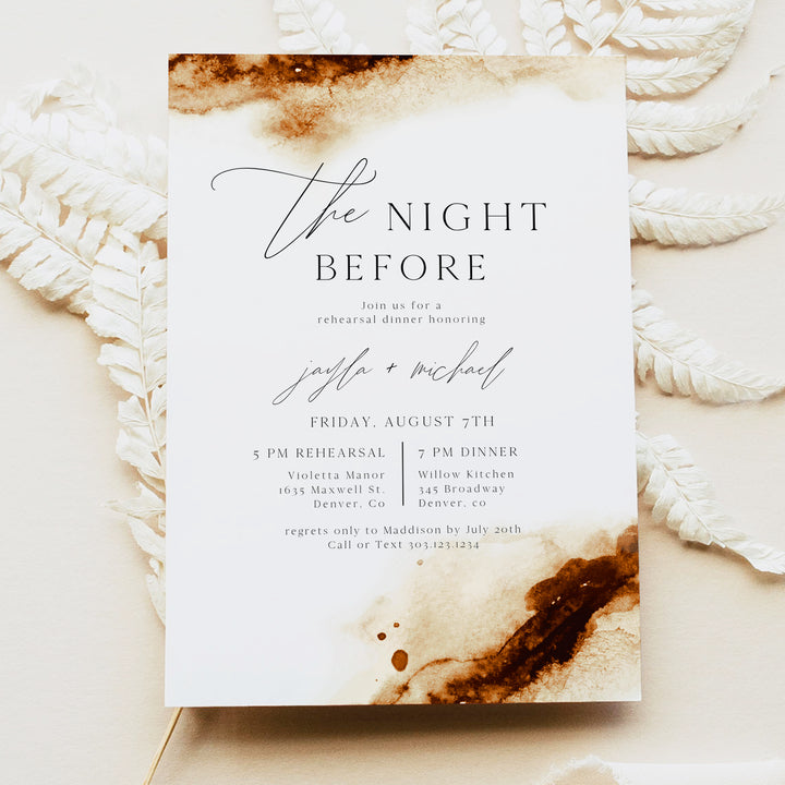 JAYLA Minimalist The Night Before Wedding Rehearsal Dinner Invitation