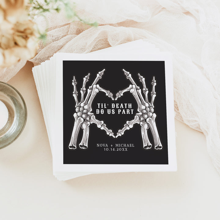 NOVA Til Death Do Us Part Black Wedding Napkins