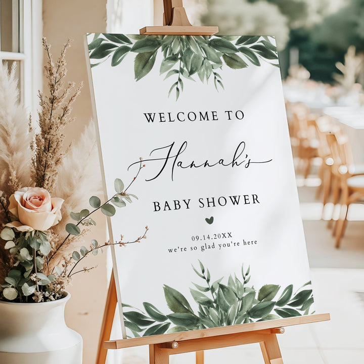 LANA Winter Greenery Baby Shower Welcome Sign