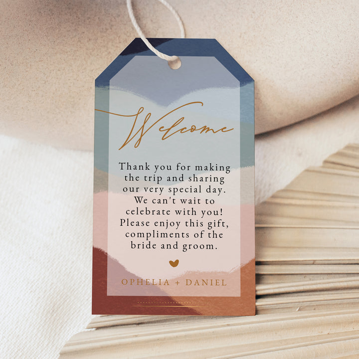 OPHELIA Personalized Terracotta Wedding Welcome Bag Tags