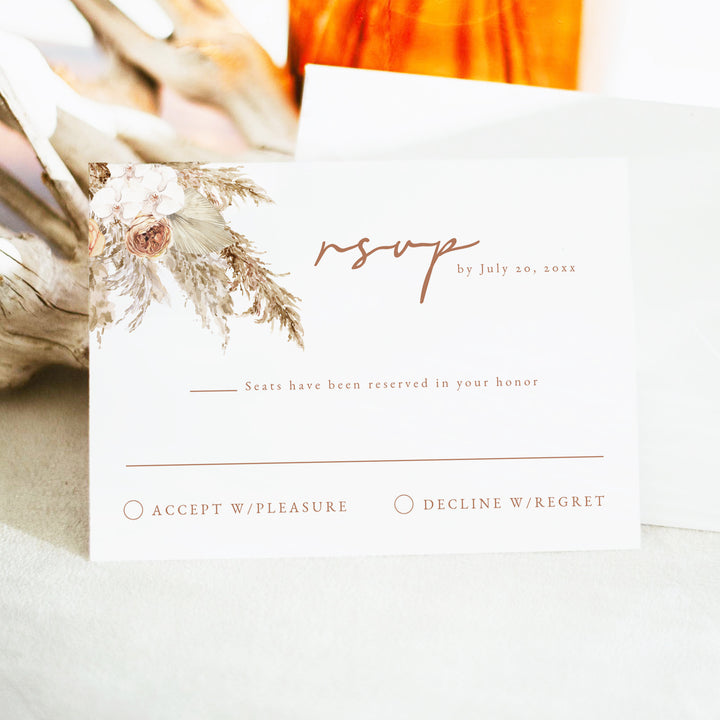 CIERA Autumn Terracotta Floral Wedding RSVP Cards with Envelope