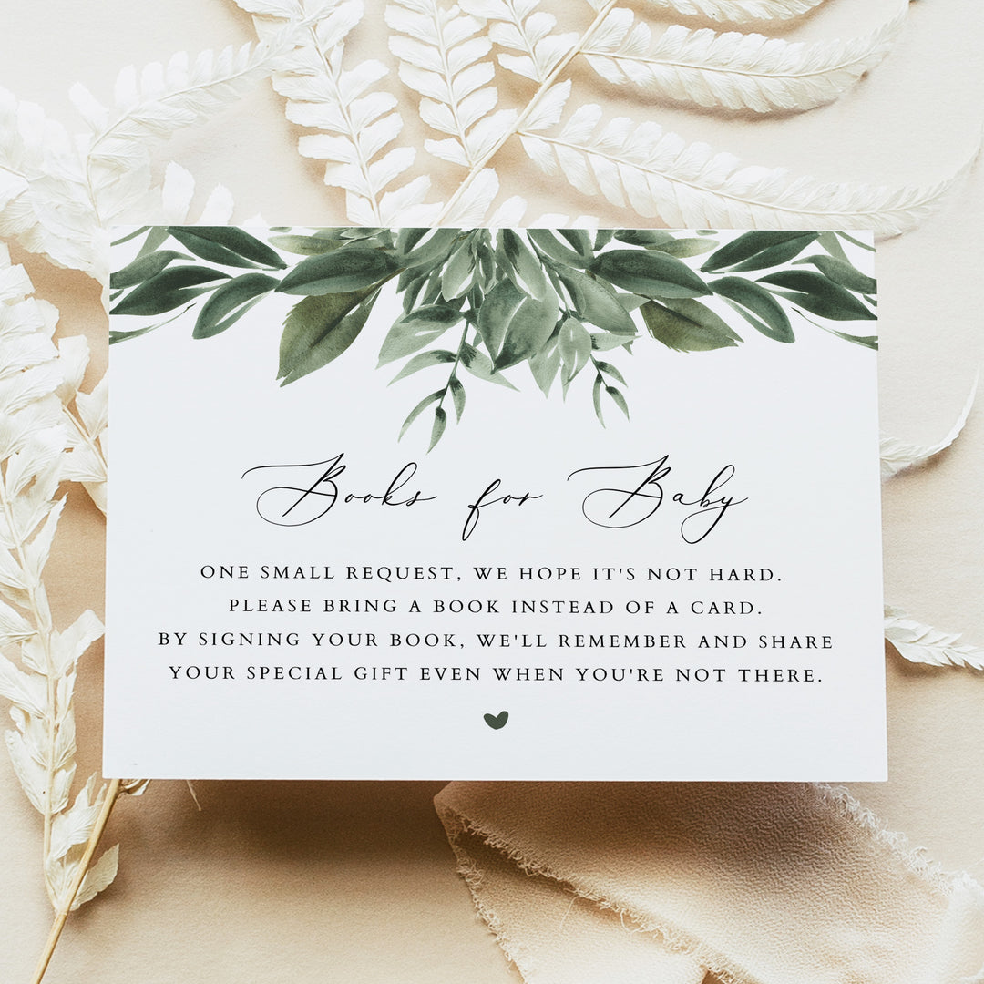 LANA Rustic Garden Greenery Baby Shower Books for Baby Card