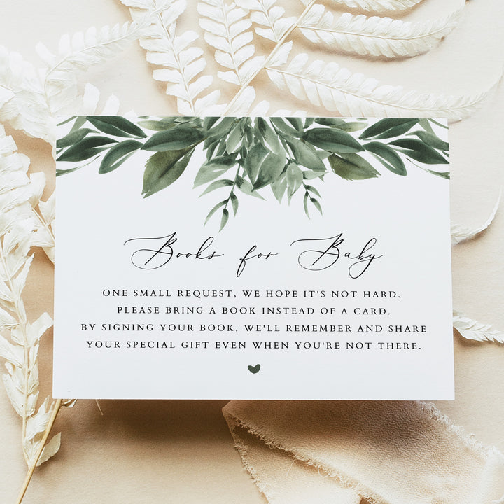 LANA Rustic Garden Greenery Baby Shower Books for Baby Card