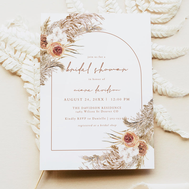 CIERA Rustic Fall Floral Bridal Shower Invitations