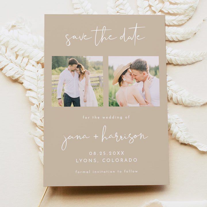INDIE Modern Taupe Photo Save the Date Wedding Invitation