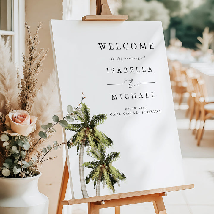 MONA Green Tropical Watercolor Wedding Sign