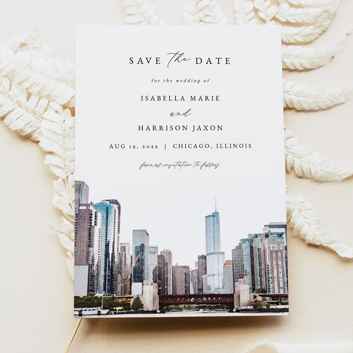 CHICAGO Illinois Skyline Save the Date Invitations