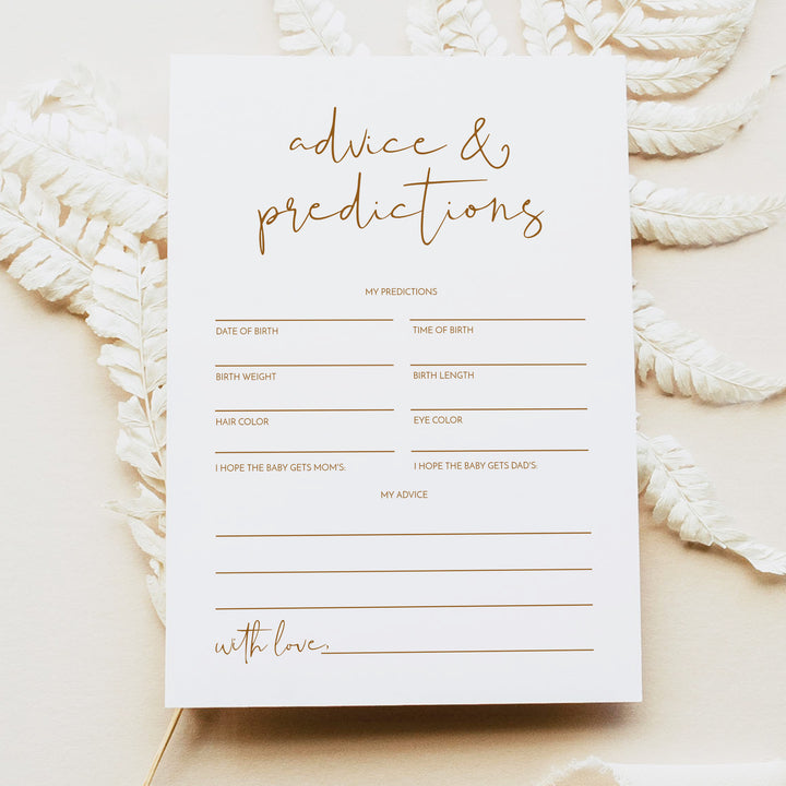INDIE Gender Neutral Baby Shower Advice and Predictions Activity Card