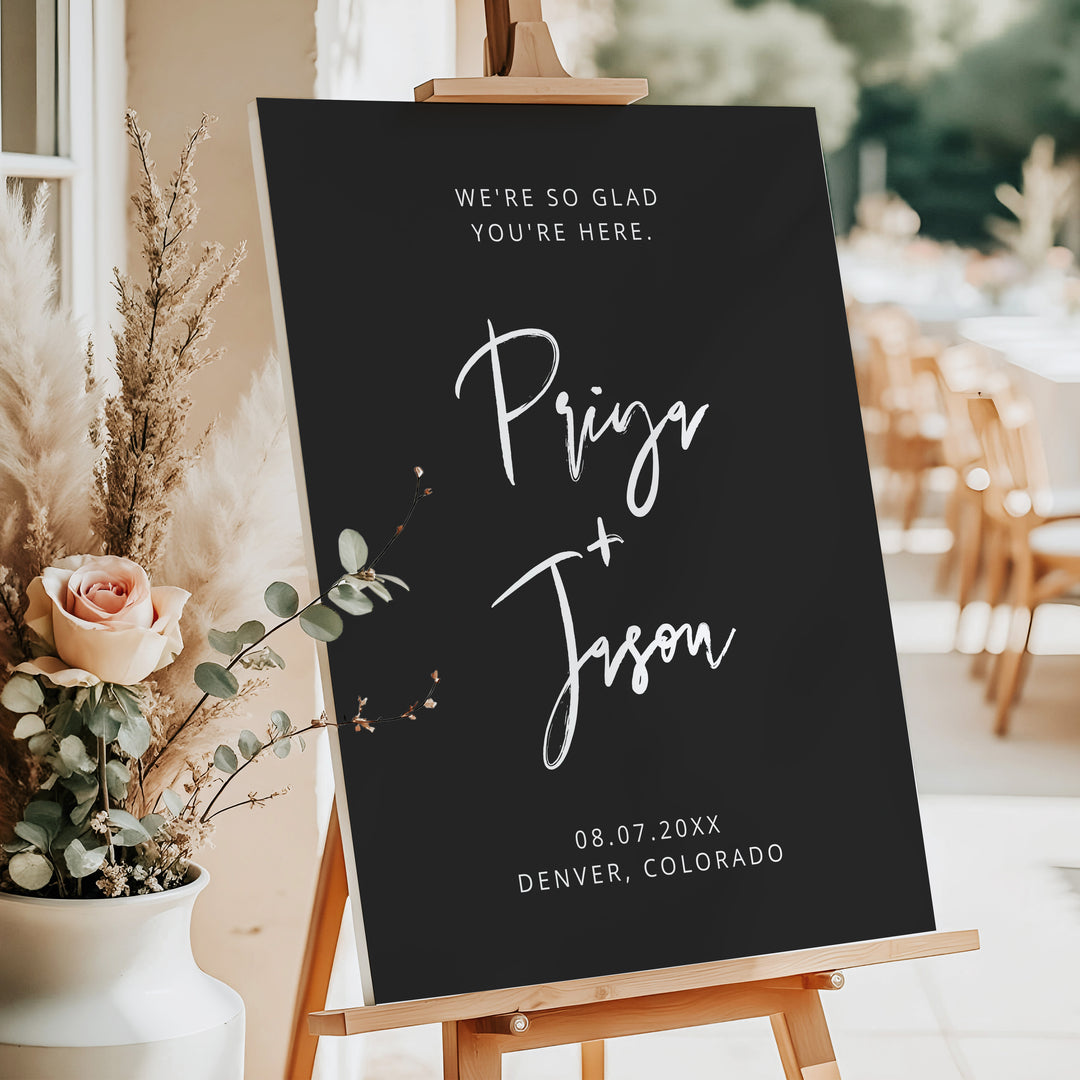 PRIYA Moody Black Wedding Welcome Sign
