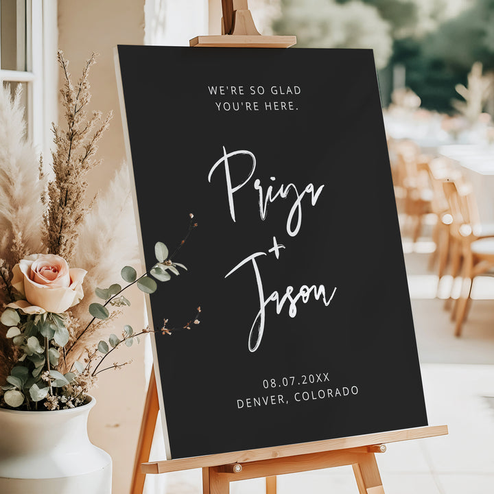 PRIYA Moody Black Wedding Welcome Sign