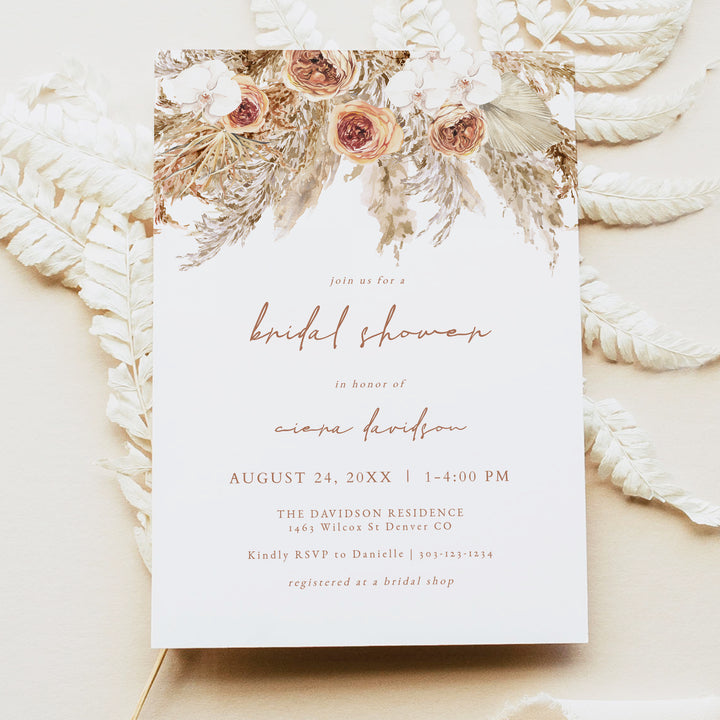 CIERA Rustic Autumn Floral Bridal Shower Invitations