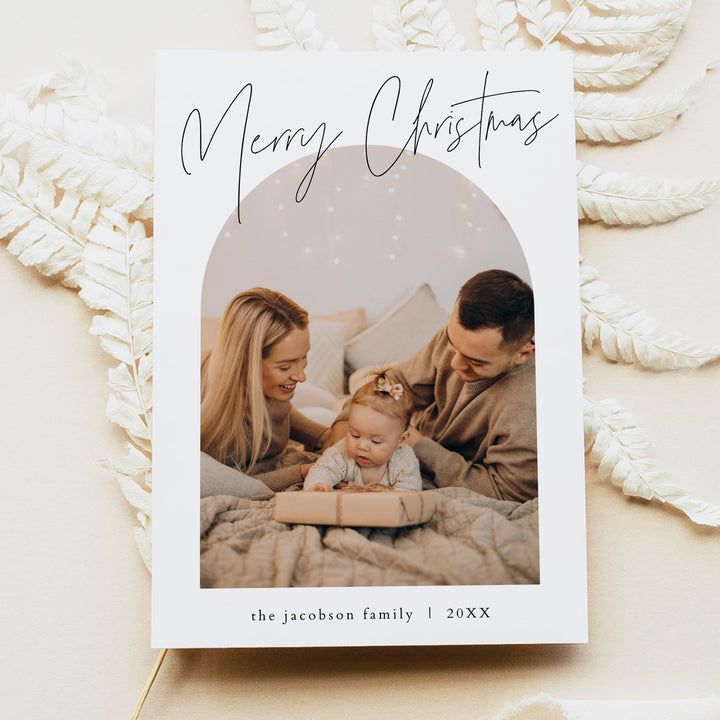 HARLOW Modern Boho Merry Christmas Family Photo Holiday Card