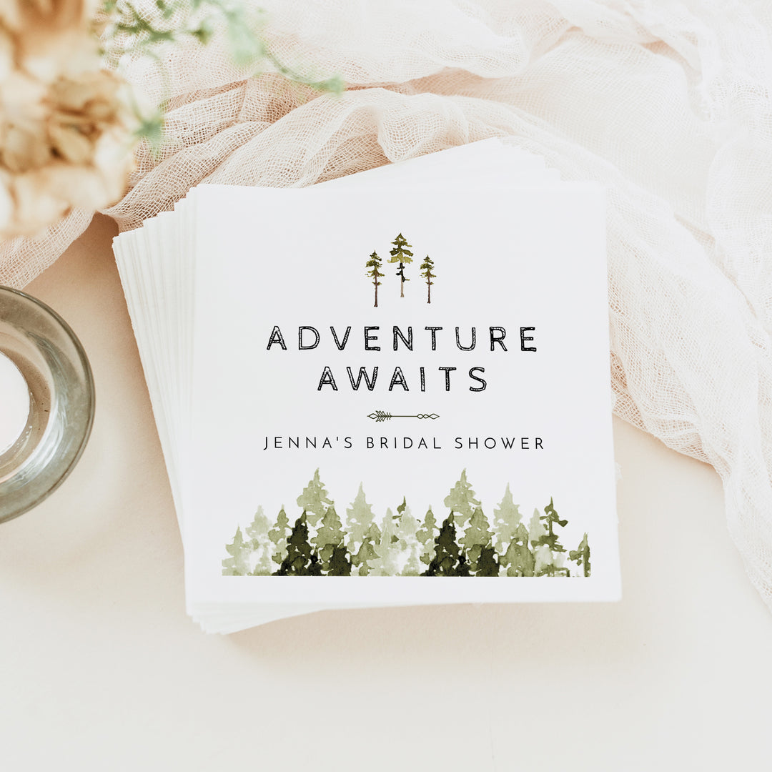 JENNA Personalized Adventure Awaits Bridal Shower Napkins