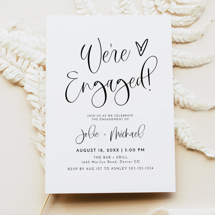 JOLIE We're Engaged Modern Bohemian Engagement Party Invitations