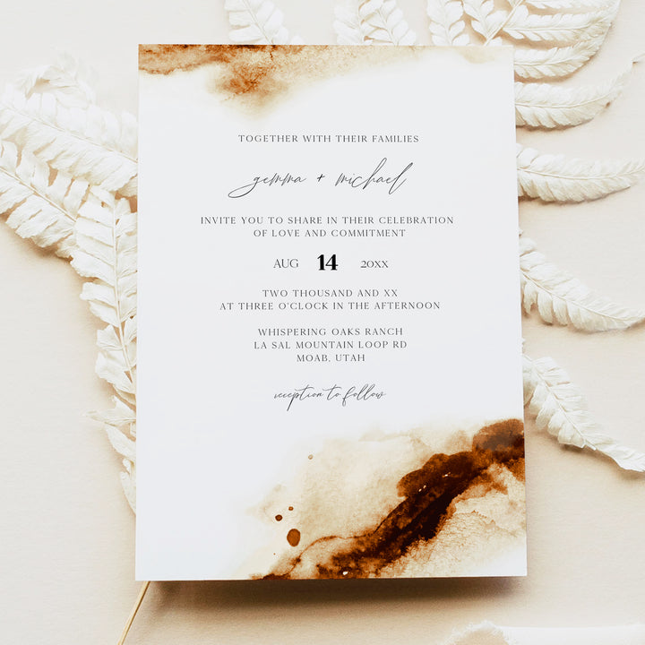 JAYLA Modern Copper Boho Photo Wedding Invitation