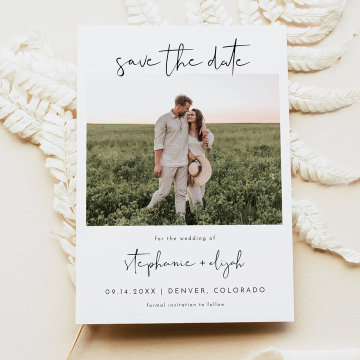 ADELLA Minimalist Wedding Photo Save the Date Cards