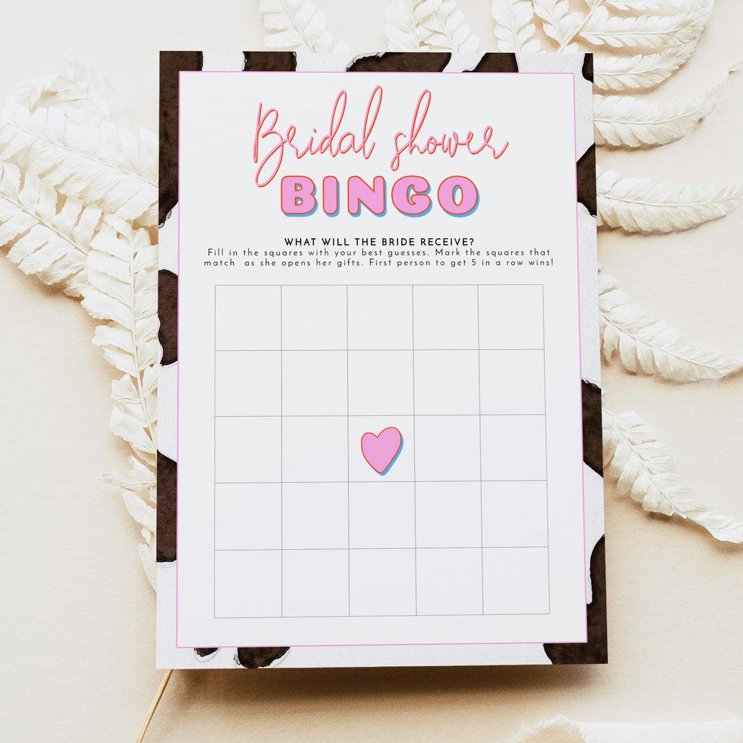 DINA Cowgirl Theme Bridal Shower Bingo Game Activity Cards