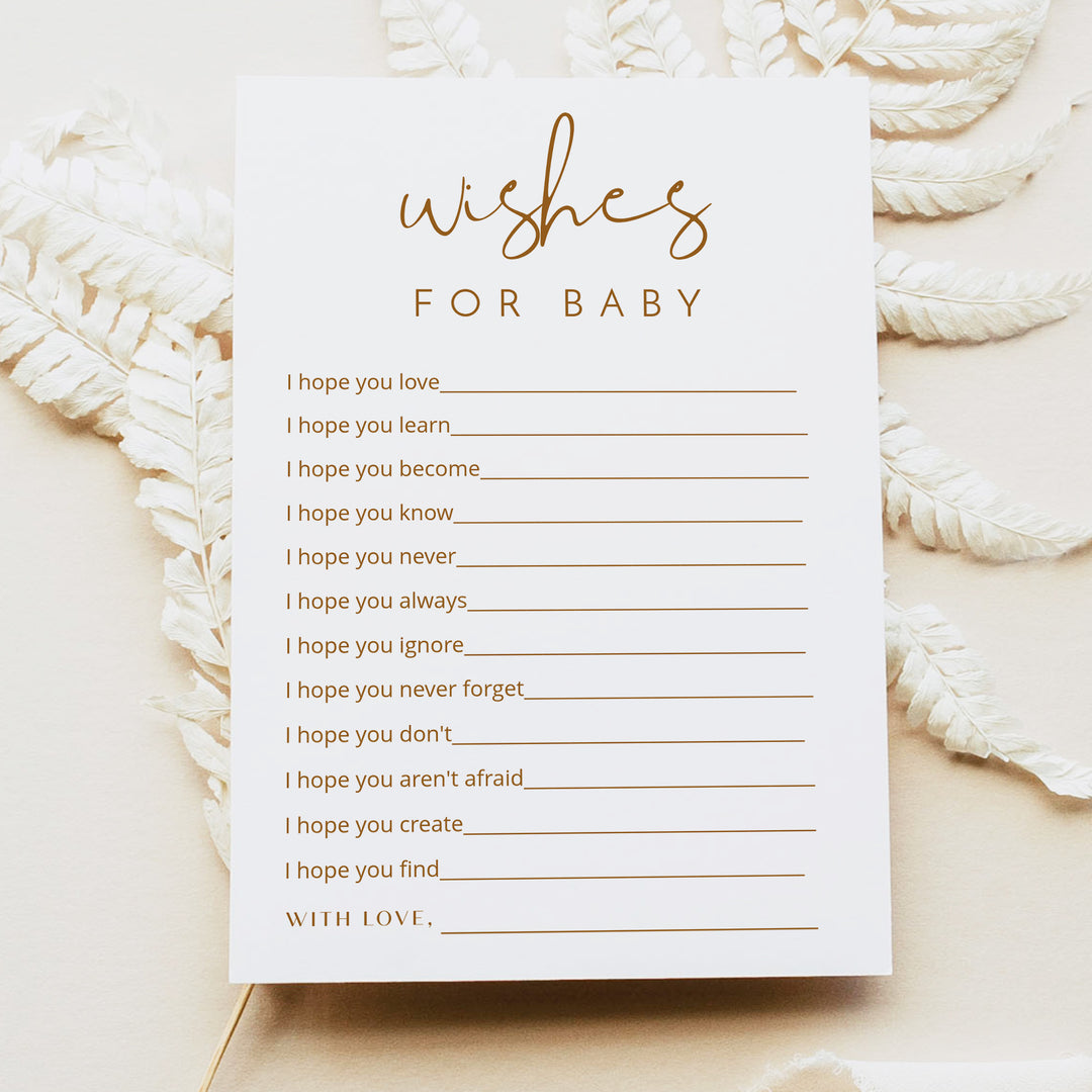 INDIE Wishes for Baby Gender Neutral Baby Shower Game Card