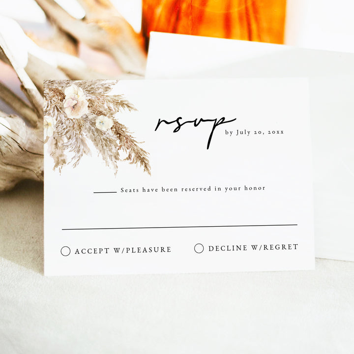 CIERA Elegant Cream Floral Wedding RSVP Card with Envelopes