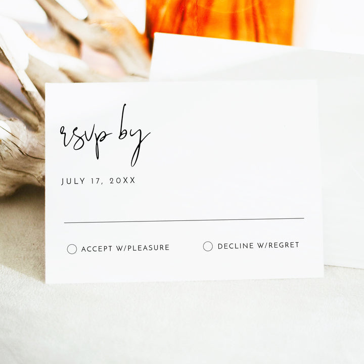 ADELLA Minimalist Wedding RSVP Insert Card with Envelopes