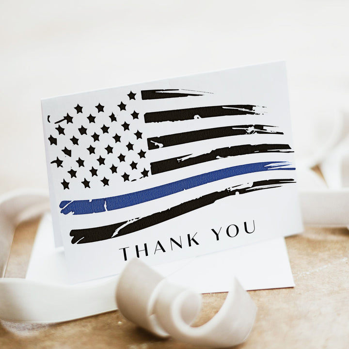 POLICE Flag Thin Blue Line Thank You Card with Envelopes