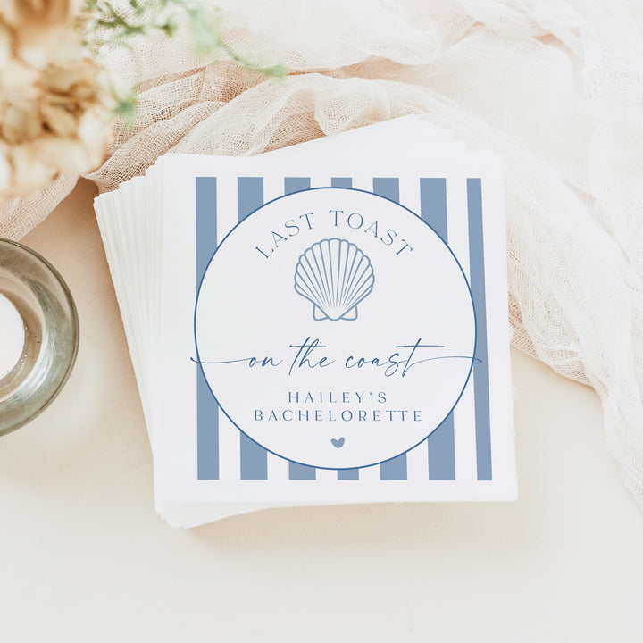 HAILEY Last Toast on the Coast Nautical Bachelorette Napkins Personalized