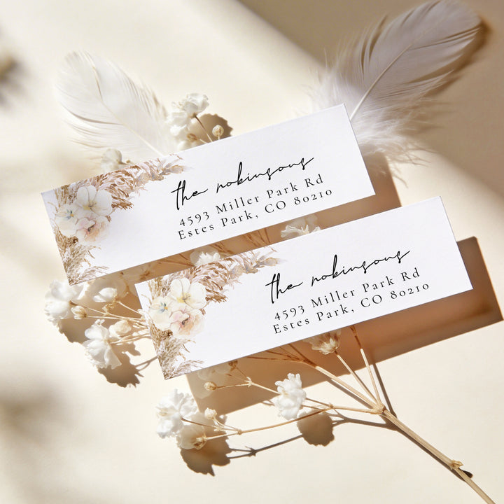 CIERA Cream Boho Wedding Return Address Labels