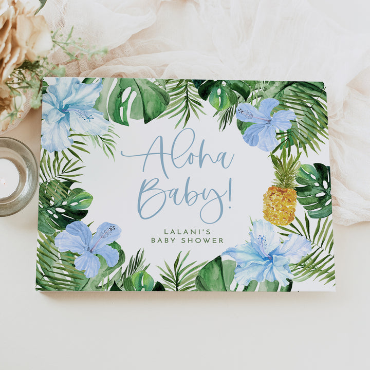 LALANI Aloha Baby Boy Tropical Baby Shower Guest Book Keepsake