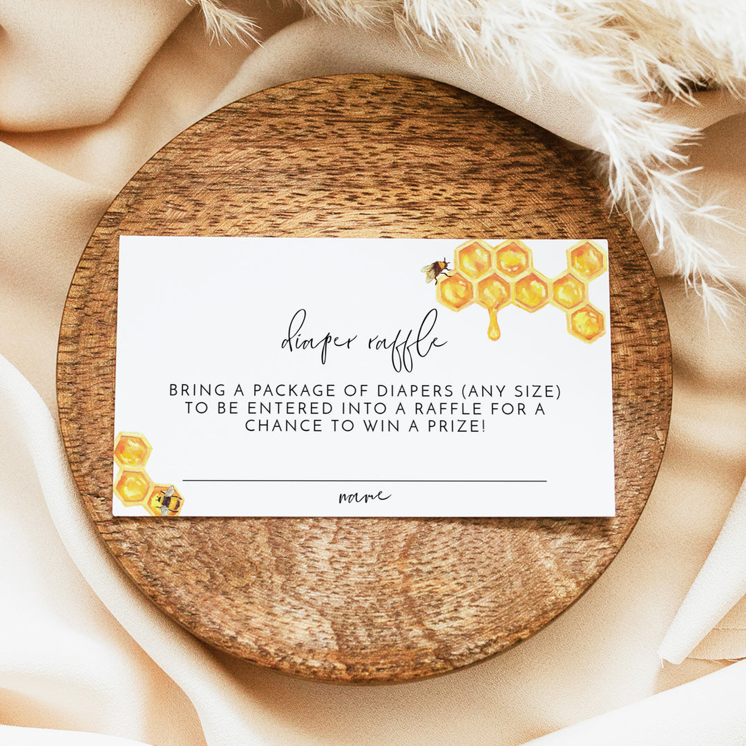 ROMY Boho Honey Bee Baby Shower Diaper Raffle Cards