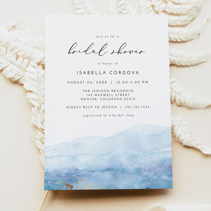 BLAKELY Elegant Coastal Summer Bridal Shower Invitation