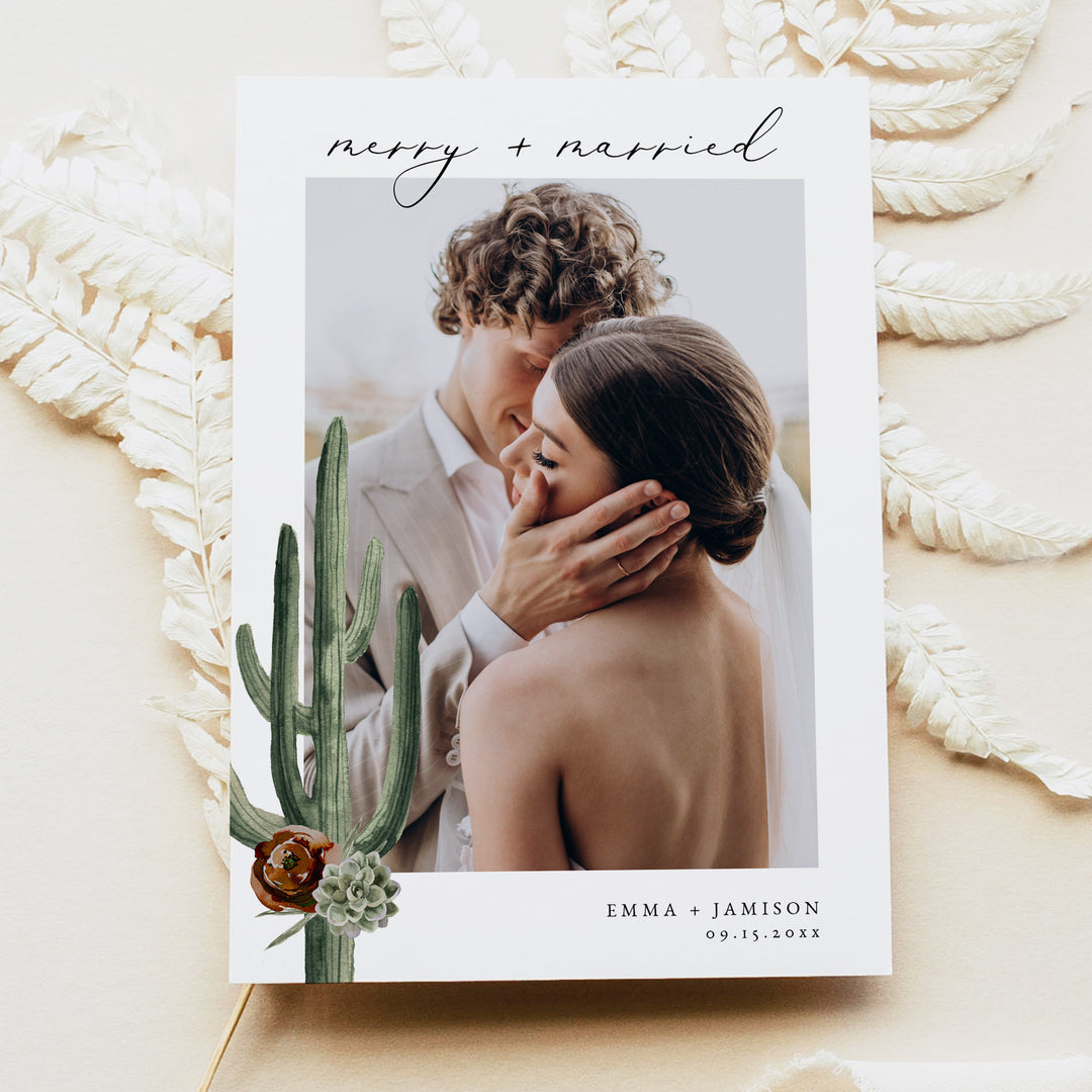 ELEANOR Merry and Married Southwestern Boho Christmas Card with Photos