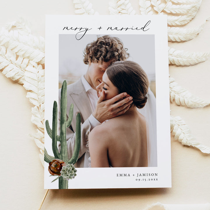 ELEANOR Merry and Married Southwestern Boho Christmas Card with Photos