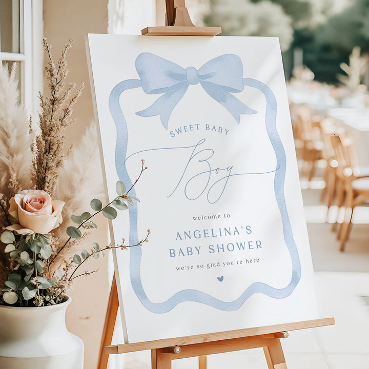 ANGELINA Custom Coquette Baby Boy Shower Welcome Sign