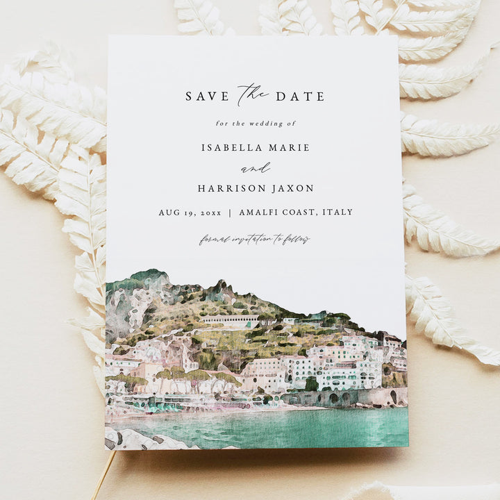 AMALFI COAST Italy Watercolor Save the Date Invitations