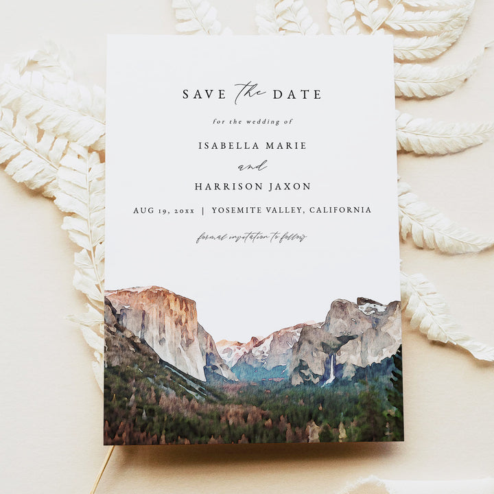 YOSEMITE National Park Watercolor Wedding Photo Save the Dates