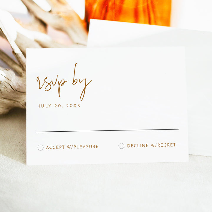 INDIE Rustic Brown Wedding Acceptance Card with Envelopes