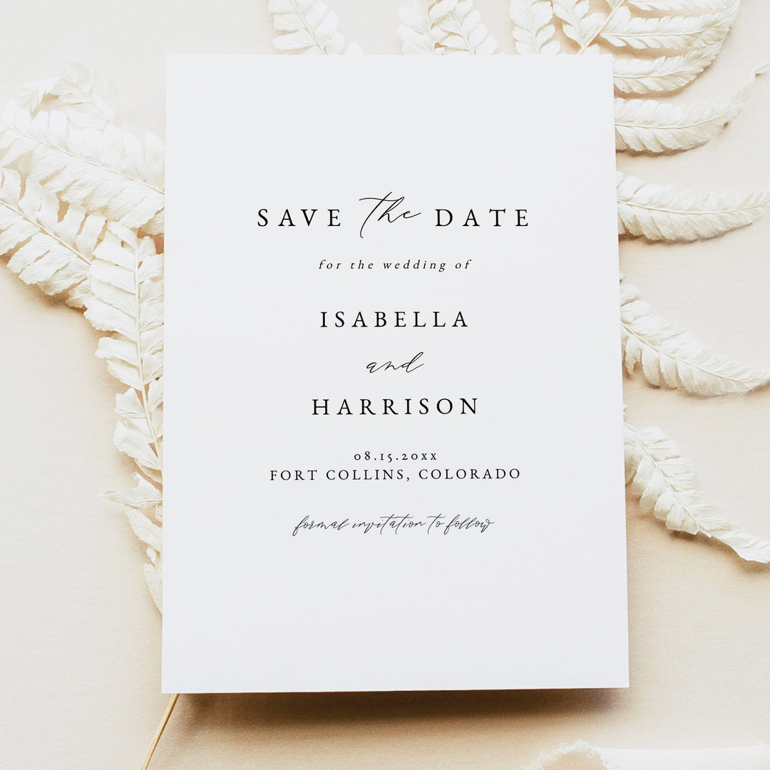 MARAH Modern Minimalist Wedding Save the Date Invitation with Photo