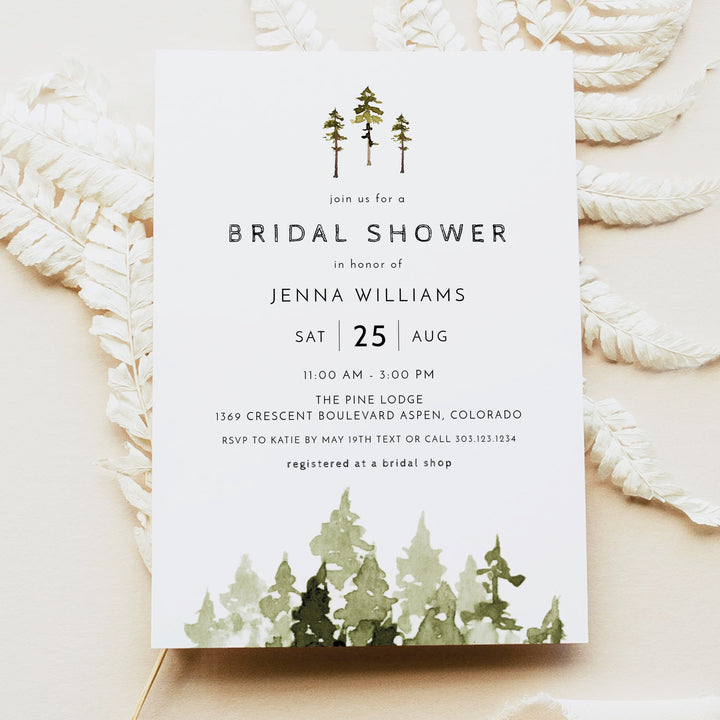 JENNA Simple Outdoor Bridal Shower Invitations