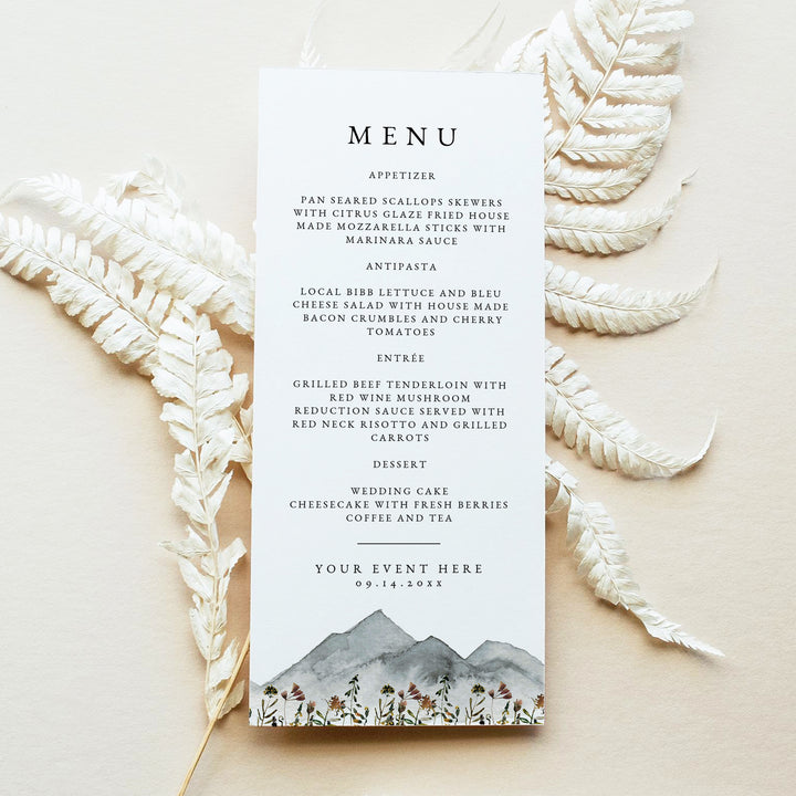 HEIDI Rustic Outdoor Wedding Reception Menu Cards