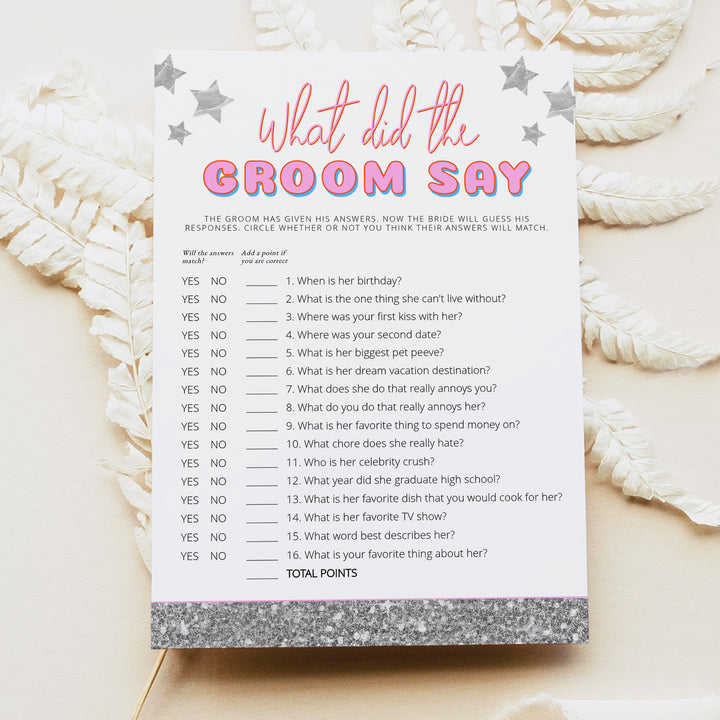 DINA What Did The Groom Say Disco Cowgirl Wedding Shower Game Cards