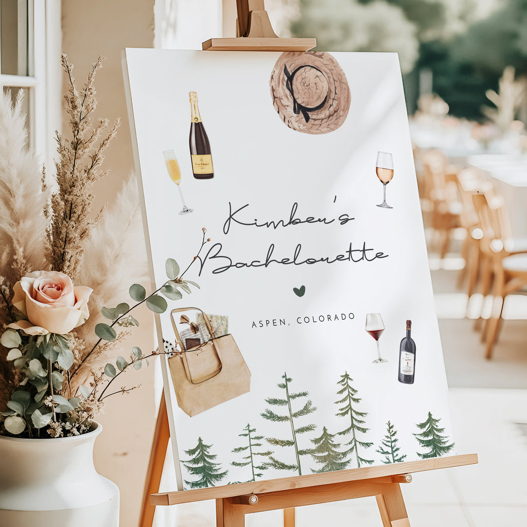 TIMBER Rustic Camping and Wine Bachelorette Weekend Welcome Sign