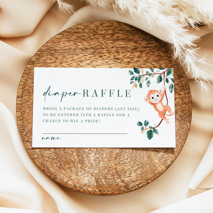 WILDER Safari Theme Baby Shower Diaper Raffle Card