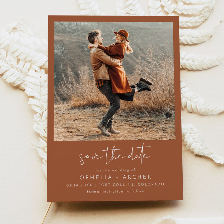 CORIANDER Rustic Boho Engagement Photo Save the Date Invitations